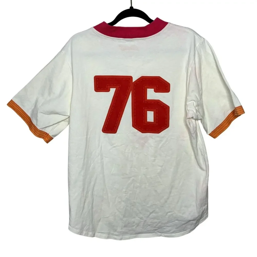 Budweiser White Red Button Up Baseball Short Sleeve Top Cotton USA Men Large L - Picture 8 of 14